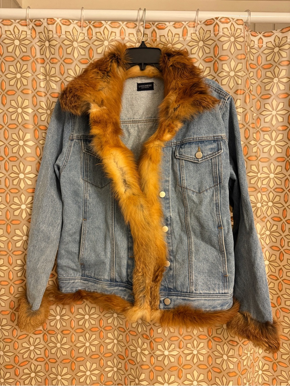 Lucchese Jean Jacket with Plush Fox Fur Trim